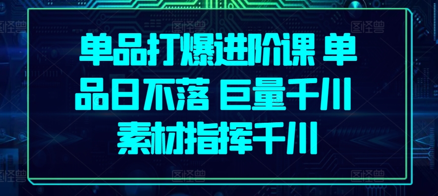 单品打爆进阶课 单品日不落 巨量千川 素材指挥千川-副业网创
