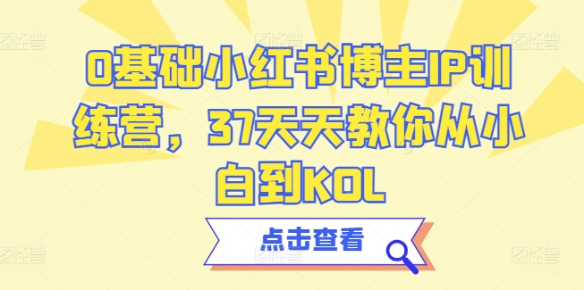 0基础小红书博主IP训练营，37天天教你从小白到KOL-副业网创
