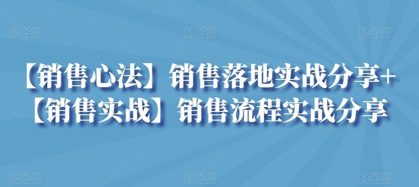 【销售心法】销售落地实战分享+【销售实战】销售流程实战分享-副业网创
