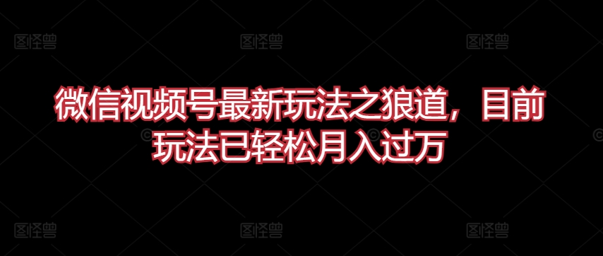 微信视频号最新玩法之狼道，目前玩法已轻松月入过万-副业网创