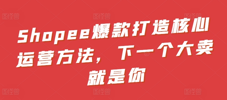 Shopee爆款打造核心运营方法，下一个大卖就是你-副业网创
