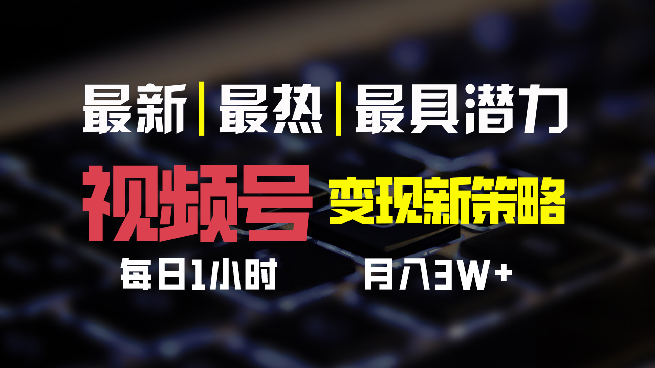 视频号变现新策略，每日一小时月入30000+-副业网创