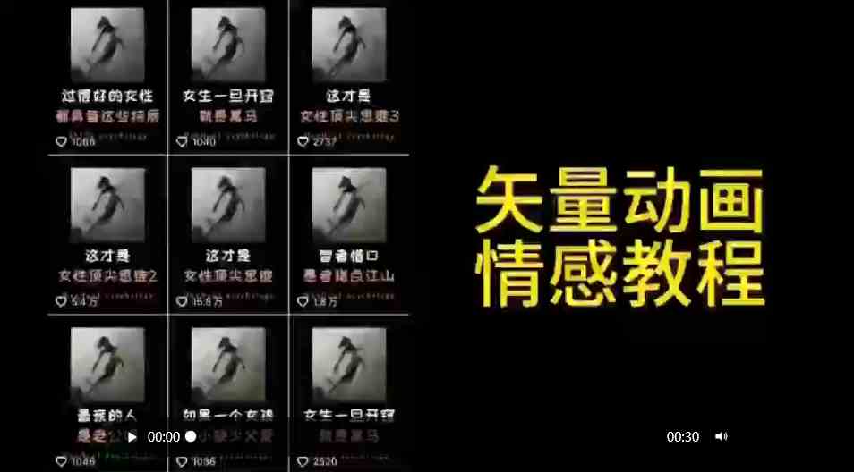 （9334期）矢量动画情感教程：高点赞涨粉，适合情感、思维、创业教育等赛道-副业网创