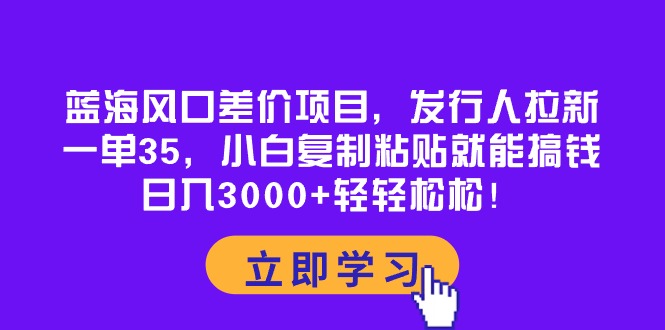 （10272期）蓝海风口差价项目，发行人拉新，一单35，小白复制粘贴就能搞钱！日入30…-副业网创