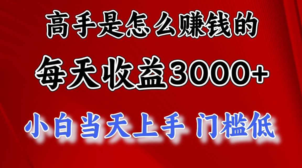 高手是怎么赚钱的，一天收益3000+，闷声发财项目，不是一般人能看懂的-副业网创