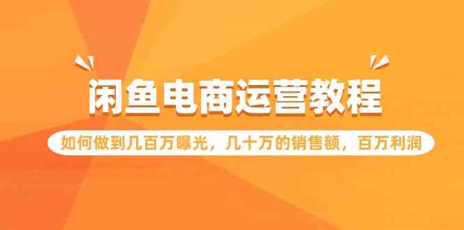 （9560期）闲鱼电商运营教程：如何做到几百万曝光，几十万的销售额，百万利润-副业网创