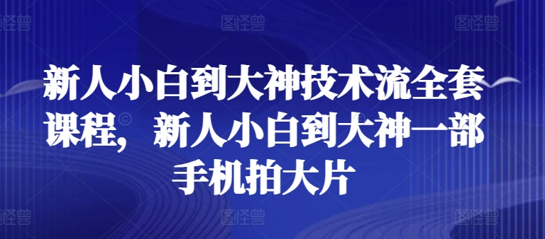 新人小白到大神技术流全套课程，新人小白到大神一部手机拍大片-副业网创