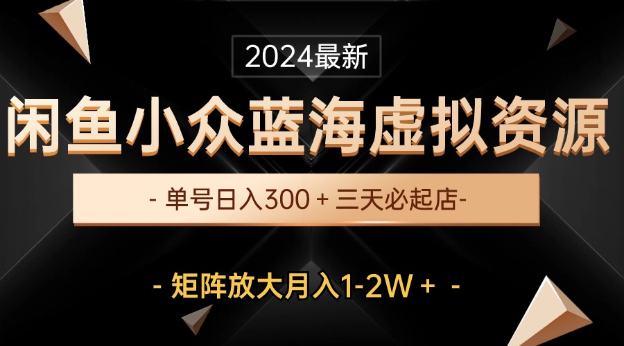 （10336期）最新闲鱼小众蓝海虚拟资源，单号日入300＋，三天必起店，矩阵放大月入1-2W-副业网创