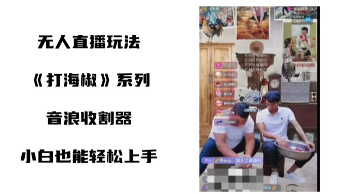 打海椒无人直播整蛊项目，小白轻松上手撸音浪收割器（教程+工具+素材）-副业网创