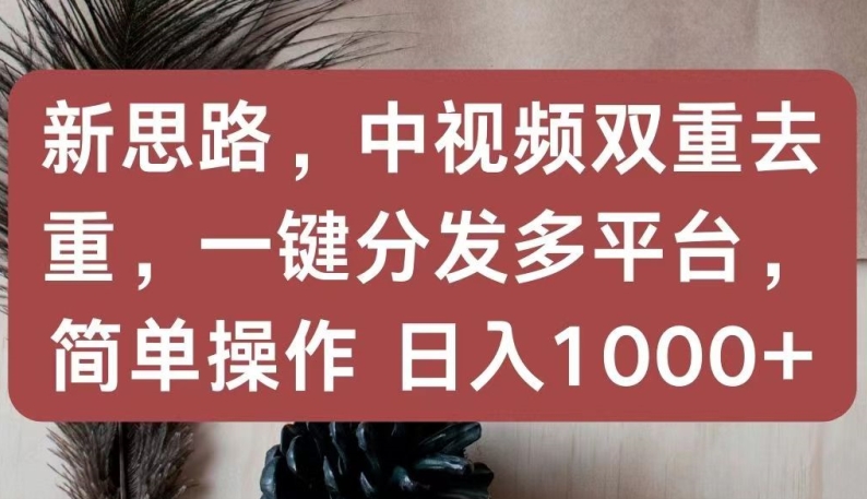 新思路，中视频双重去重，一键分发多平台，简单操作，日入1000+-副业网创