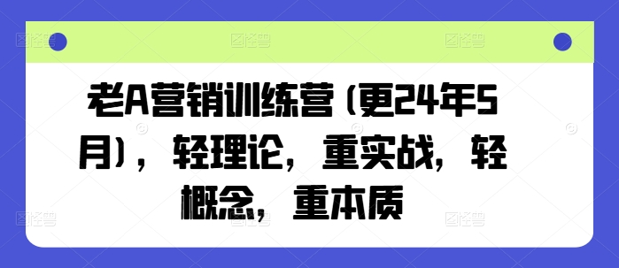 老A营销训练营(更24年5月)，轻理论，重实战，轻概念，重本质-副业网创
