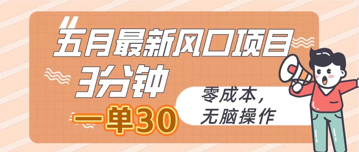 （10256期）五月最新风口项目，3分钟一单30，零成本，无脑操作-副业网创