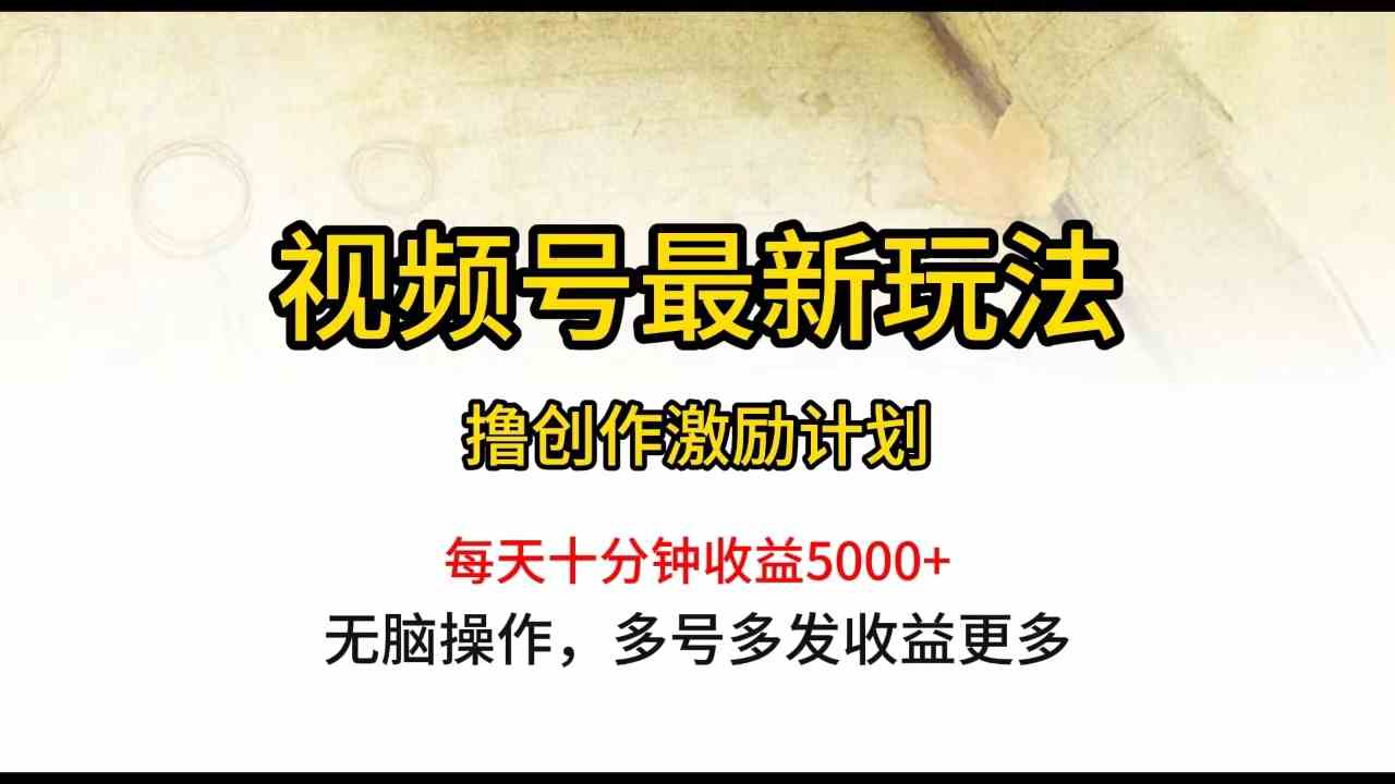 （10087期）视频号最新玩法，每日一小时月入5000+-副业网创