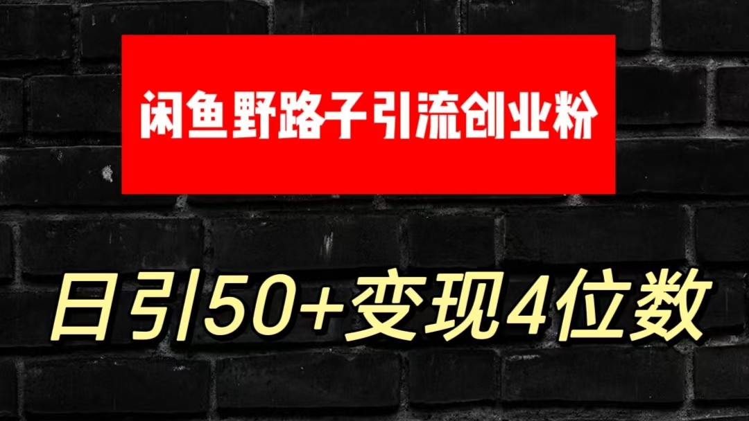 大眼闲鱼野路子引流创业粉，日引50+单日变现四位数-副业网创