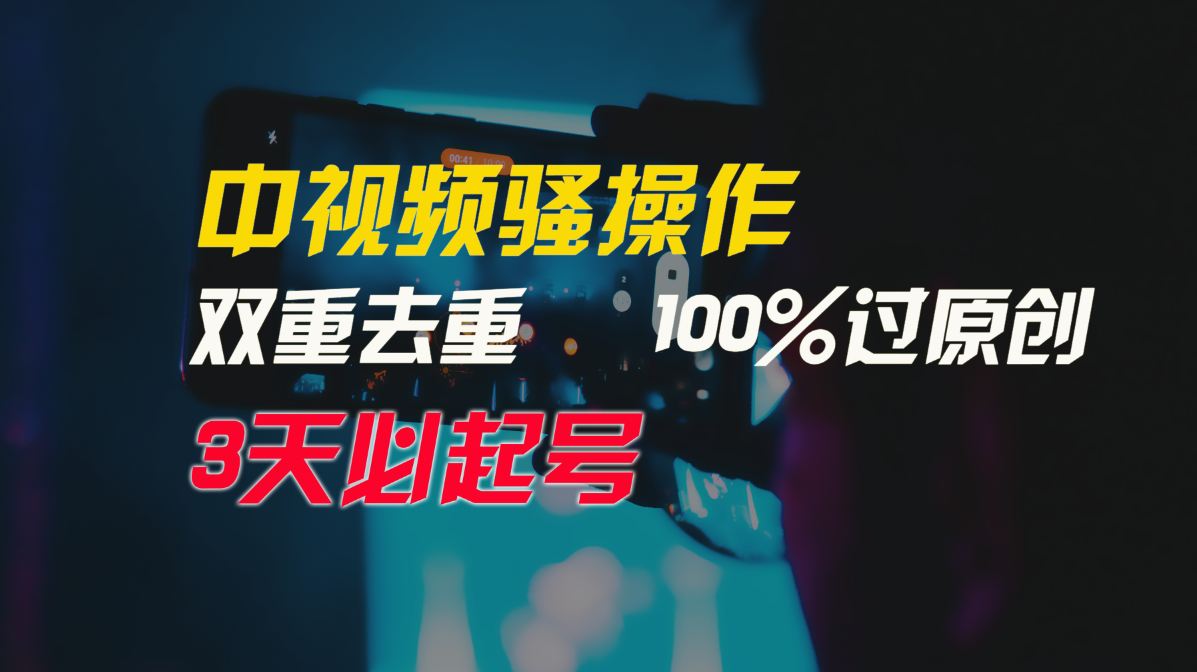 中视频骚操作，双重去重100%过原创，3天比必起号，简单无脑，月入3W+-副业网创