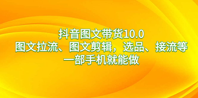 抖音图文带货10.0，图文拉流、图文剪辑，选品、接流等，一部手机就能做-副业网创