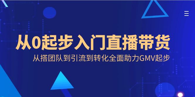 从0起步入门直播带货，从搭团队到引流到转化全面助力GMV起步-副业网创