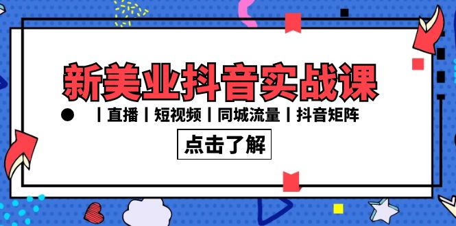 新美业抖音实战课丨直播丨短视频丨同城流量丨抖音矩阵（30节课）-副业网创
