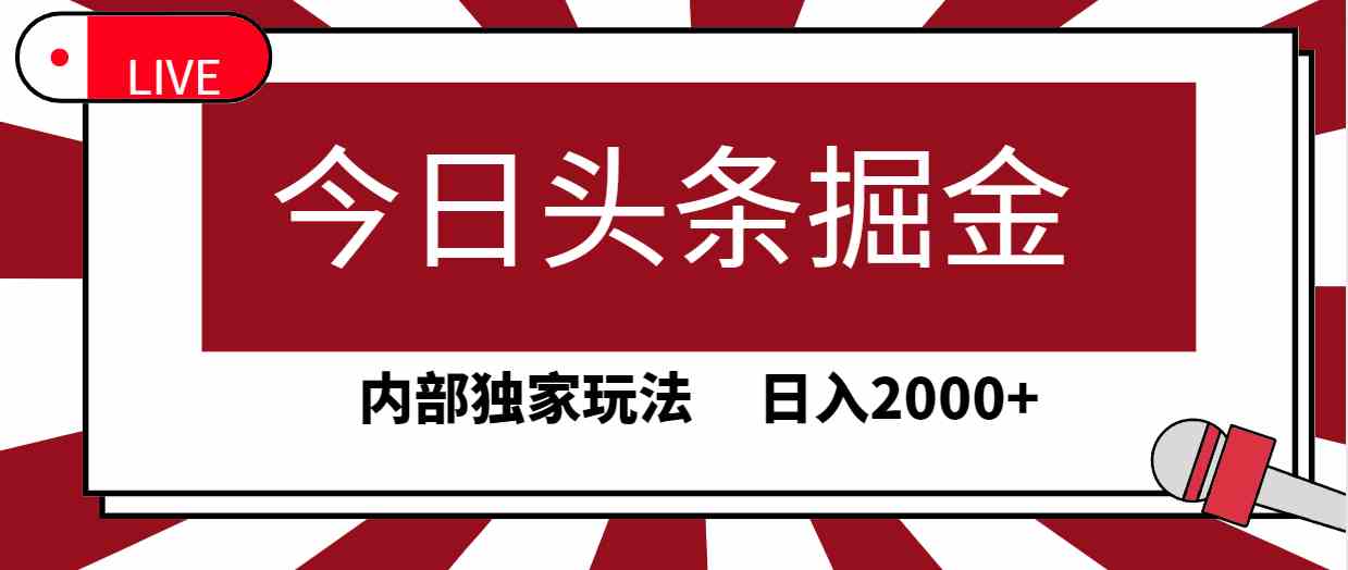 （9832期）今日头条掘金，30秒一篇文章，内部独家玩法，日入2000+-副业网创