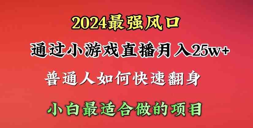 （10020期）2024年最强风口，通过小游戏直播月入25w+单日收益5000+小白最适合做的项目-副业网创