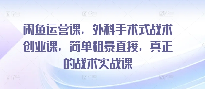 闲鱼运营课，外科手术式战术创业课，简单粗暴直接，真正的战术实战课-副业网创