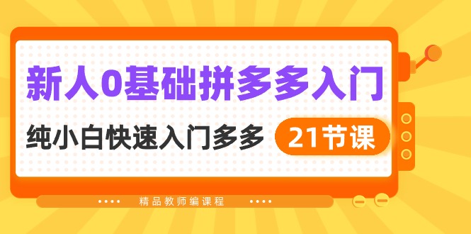 （10299期）新人0基础拼多多入门，​纯小白快速入门多多（21节课）-副业网创