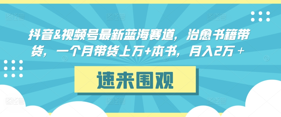 抖音&视频号最新蓝海赛道，治愈书籍带货，一个月带货上万+本书，月入2万＋-副业网创