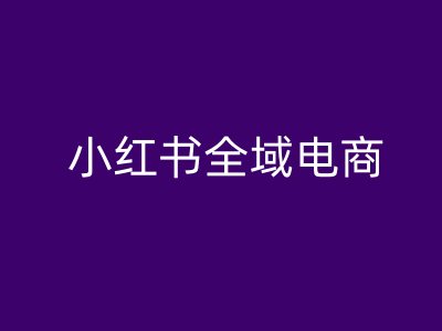小红书全域电商，小红书电商教程-副业网创