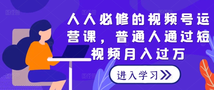 人人必修的视频号运营课，普通人通过短视频月入过万-副业网创