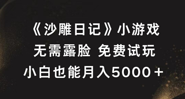 《沙雕日记》小游戏，无需露脸免费试玩，小白也能月入5000+【揭秘】-副业网创