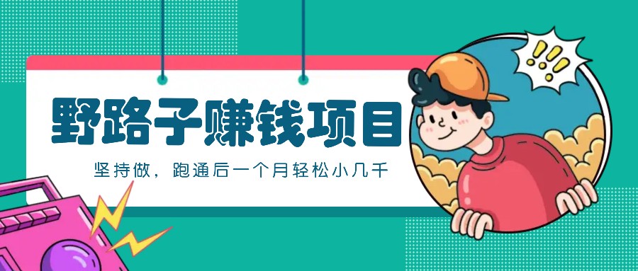 一个人就能操作的野路子赚钱项目，零成本零门槛坚持做，跑通后一个月小几千！-副业网创