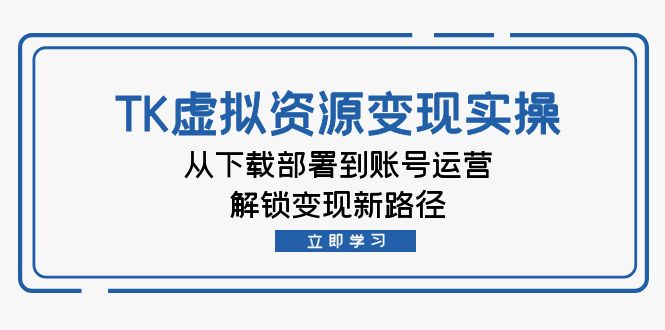 TK虚拟资料变现实操：从下载部署到账号运营，解锁变现新路径-副业网创