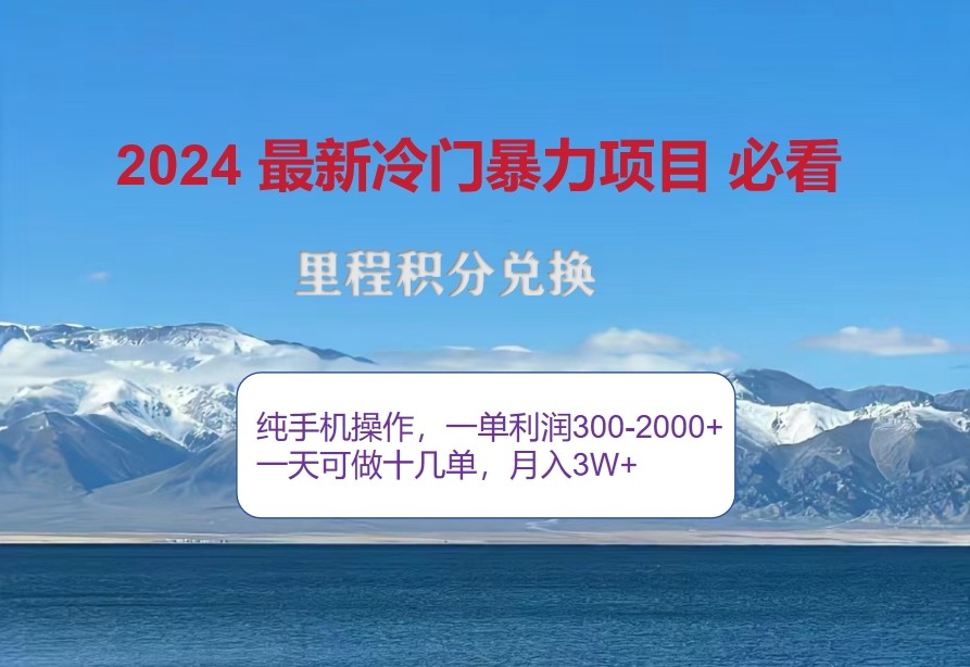 2024惊爆冷门暴利，里程积分最新玩法，高爆发期，一单300+—2000+-副业网创