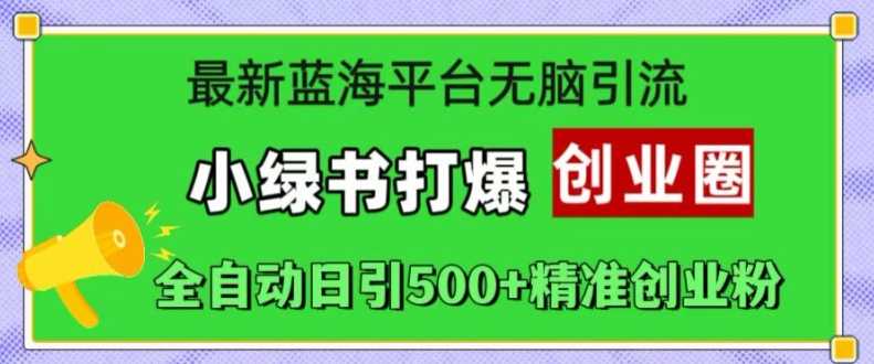 最新蓝海平台无脑引流，小绿书打爆创业圈，全自动日引500+精准创业粉-副业网创
