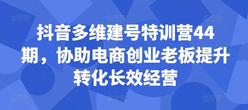 抖音多维建号特训营44期，协助电商创业老板提升转化长效经营-副业网创