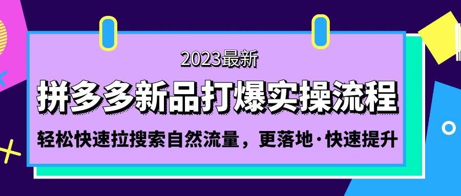 拼多多-新品打爆实操流程：轻松快速拉搜索自然流量，更落地·快速提升!-副业网创