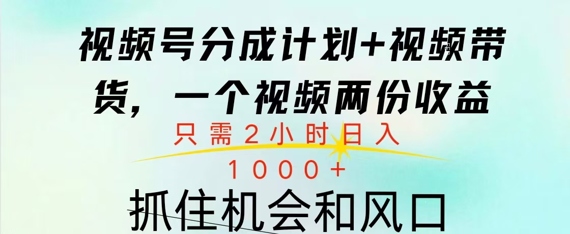 视频号橱窗带货， 10分钟一个视频， 2份收益，日入1000+-副业网创