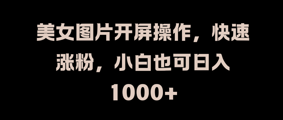 美女图片开屏操作，快速涨粉，小白也可日入1000+-副业网创