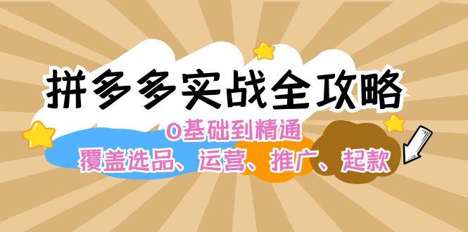 拼多多实战全攻略：0基础到精通，覆盖选品、运营、推广、起款-副业网创