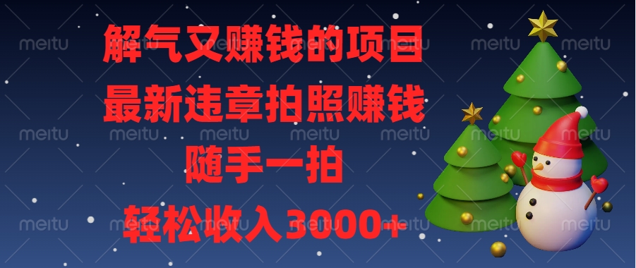 最新违章拍照赚钱，随手一拍，解气又赚钱的项目，轻松收入3000+-副业网创