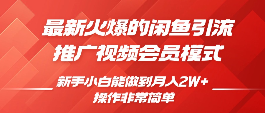 最新火爆的闲鱼引流推广视频会员，新手小白能做到月入2W+-副业网创