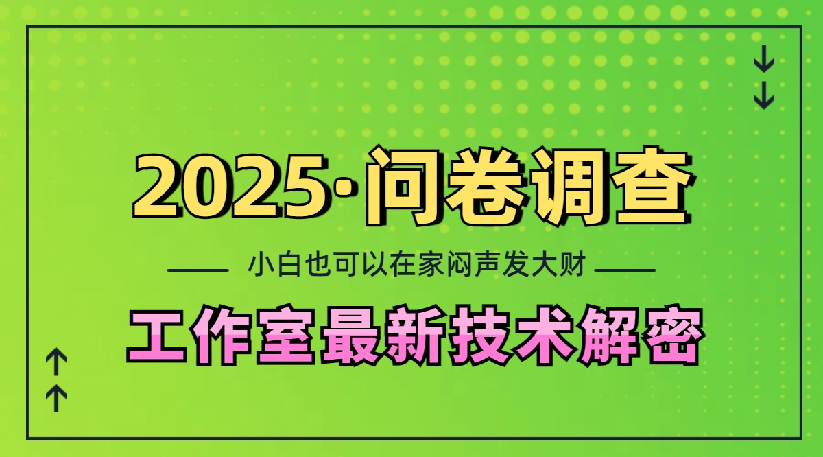 2025《问卷调查》最新工作室技术解密：一个人在家也可以闷声发大财，小白一天200+，可矩阵放大-副业网创
