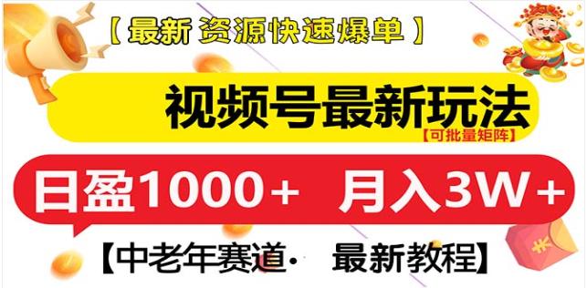视频号独家玩法，老年养生赛道，无脑搬运爆款视频，日入1000+-副业网创