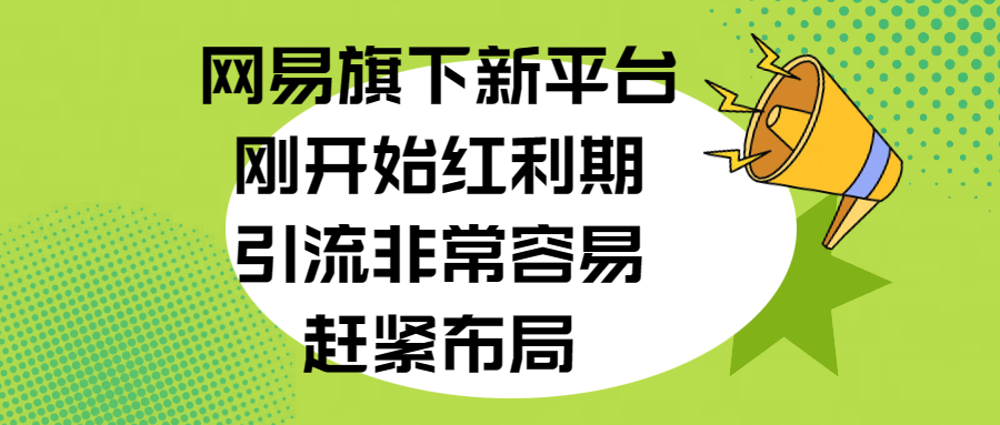 网易旗下新平台，刚开始红利期，引流非常容易，赶紧布局-副业网创