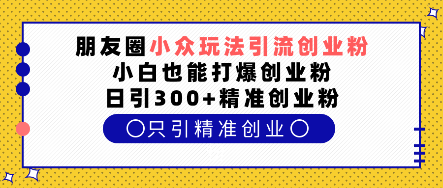 朋友圈小众玩法引流创业粉，小白也能打爆创业粉，日引300+精准创业粉-副业网创