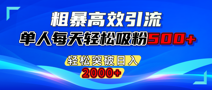 粗暴高效引流,单人每天轻松吸粉500+,轻松突破日入2000+-副业网创