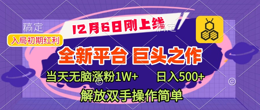 全新引流平台，巨头之作，当天无脑涨粉1W+，日入现500+，解放双手操作简单-副业网创