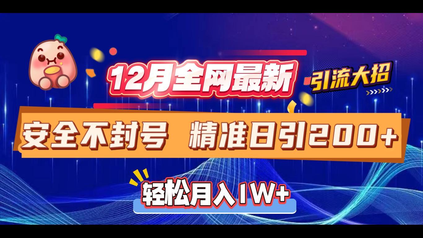 12月全网最新引流大招 安全不封号 日引精准粉200+-副业网创