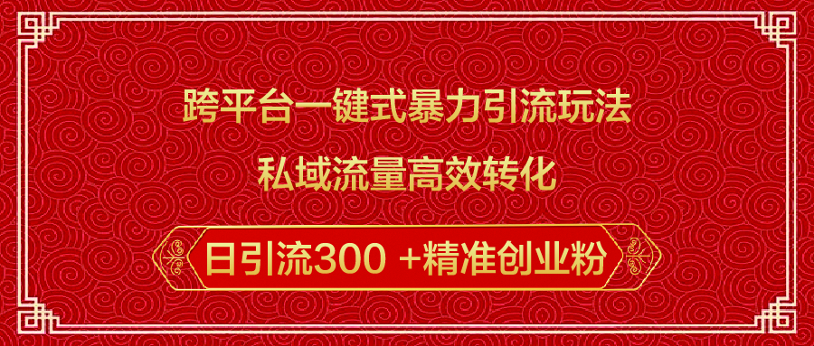 跨平台一键式暴力引流玩法，私域流量高效转化日引流300 +精准创业粉-副业网创