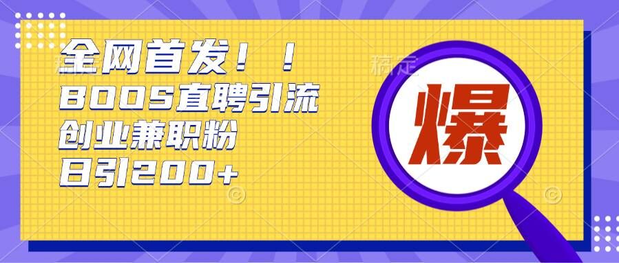 通过Boss直聘，每天轻松钓到200+多条创业大鱼的秘籍【揭秘】-副业网创
